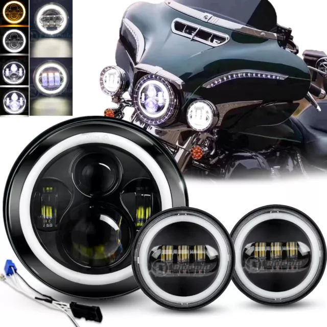 7" LED Headlight &Passing Lights For Harley-Davidson Electra Glide Ultra Classic