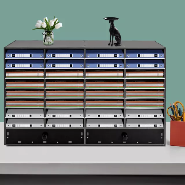 PVC 32 Slots Office File Storage Shelf Organizer Desk Folders Mail Sorter Rack