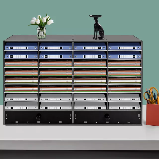 PVC Mail Sorter Rack 32 Slots Office File Storage Shelf Organizer Desk Folders