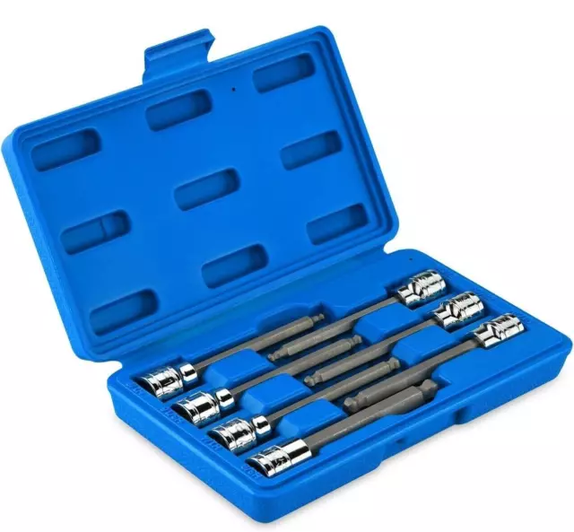 NEIKO 3/8 Drive SAE Ball End Hex Bit 7 Piece Socket Set Extra Long 1/8-3/8" Cr-V