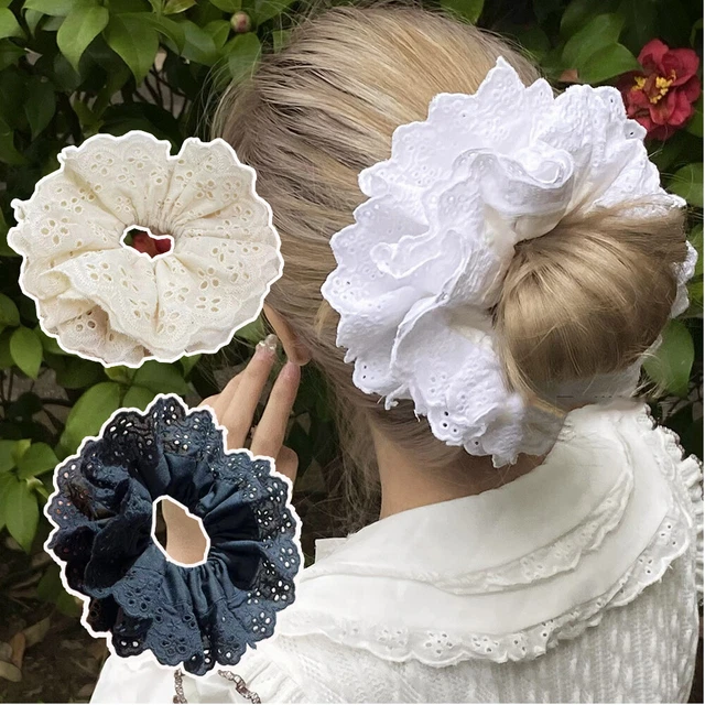 Four Layer Oversized Lace French Hair Ring Ponytail Holder Hair Ties Handmade