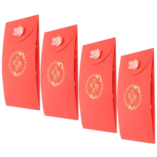 4 pezzi pacchetti denaro rosso per l'anno 2024, buste rosse,