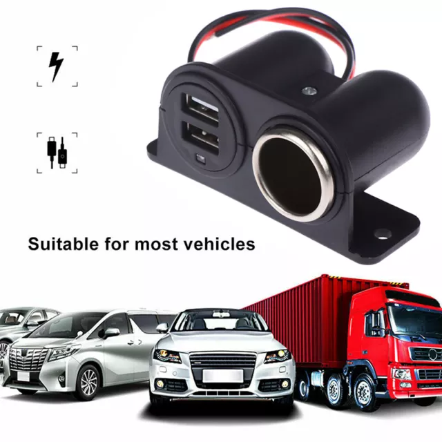 12V / 24V Power Outlet 2x USB Charger Cigarette Lighter Car Plug A-UL