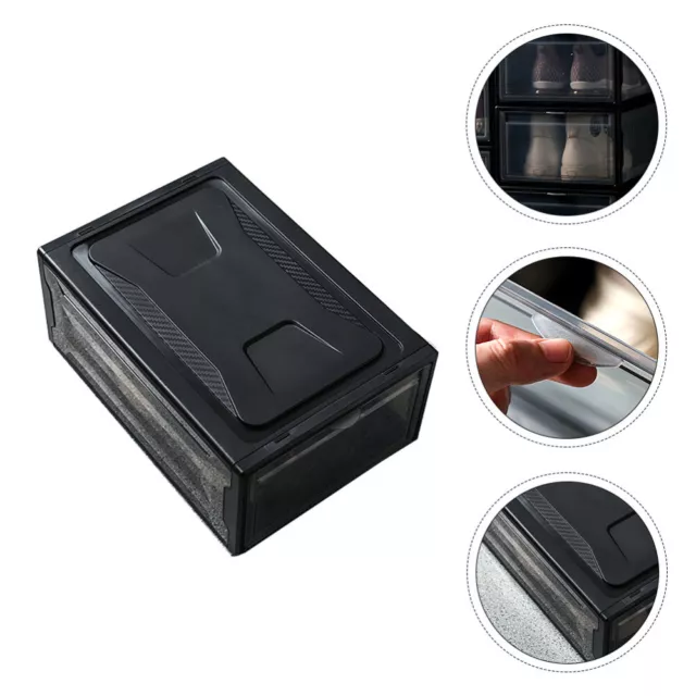 Plastic Shoe Box Shoes Sneaker Storage Container Organiser Box Case White/Black