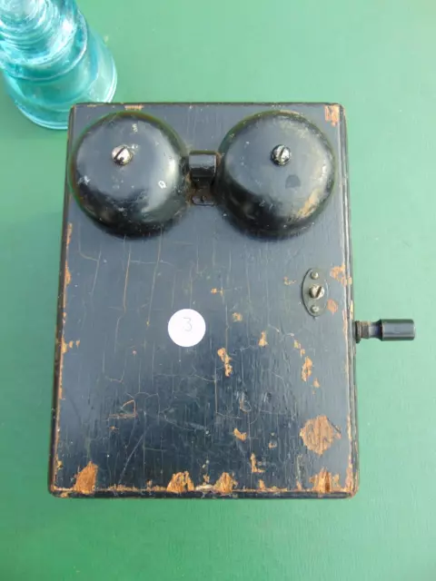 Antique WESTERN ELECTRIC Hand Crank 3 Bar Telephone Ringer Oak Dovetailed Box 3