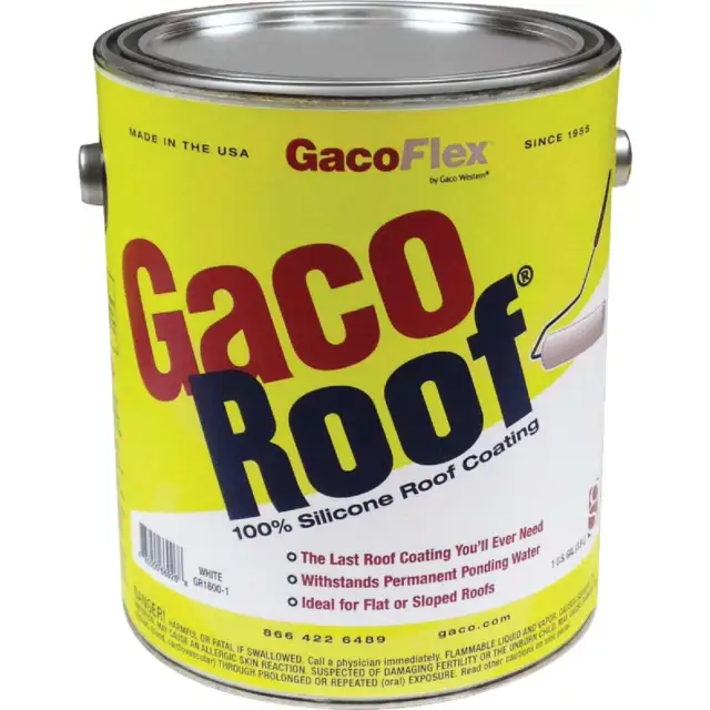 Revestimiento de techo de silicona GacoFlex GacoRoof, blanco, 1 galón. GR1600-1 GacoFlex