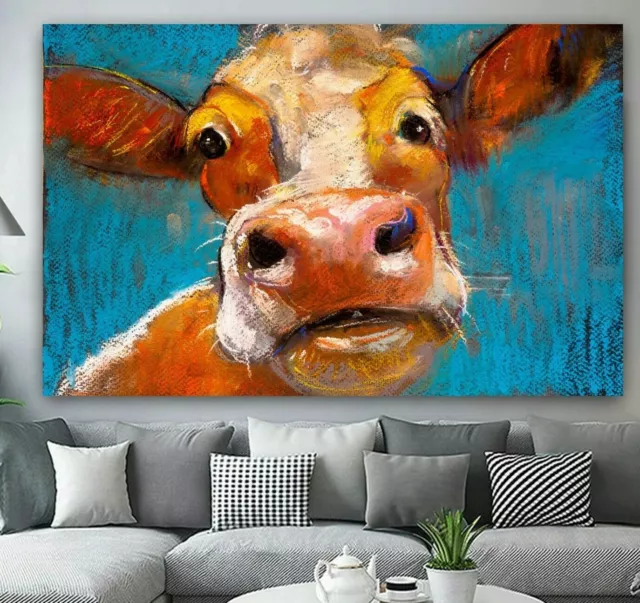 Gorgeous Cow Face Ginger DEEP FRAMED CANVAS WALL ART PICTURE or PAPER PRINT