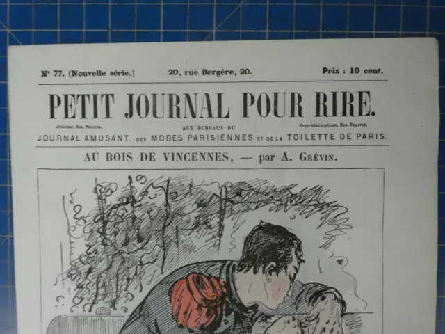 Petit Journal pour rire No.77 Au bois de Vincennes par A.Grévin 30x21cm O-3133 2