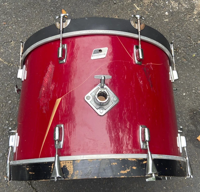 VINTAGE RED LUDWIG ROCKER 24 INCH BASS/KICK DRUM Black White Badge 300