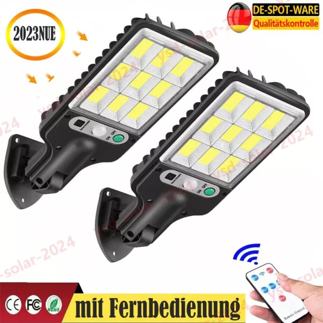 2 x 5000W LED Solarleuchte mit Bewegungsmelder Außen Lampe Fluter Strahler Licht