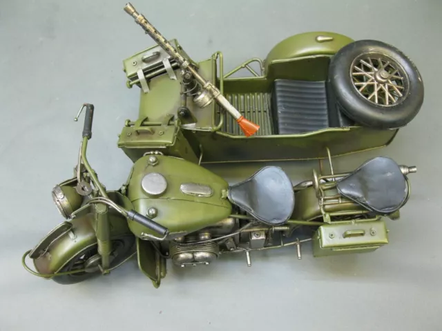 Blechmodell  Militär Motorrad Modell mit Seitenwagen 35cm kein  Blech Spielzeug 3