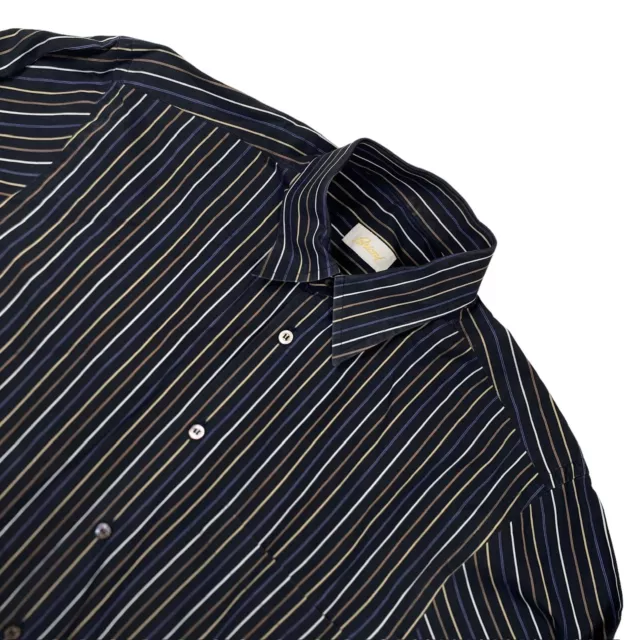 Brioni Men’s 100% Cotton L/S Button Shirt Black/ Striped • Italy • SMALL