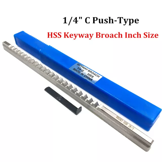 Keyway Broach 1/4" C Push Type Inch Size HSS Cutter &Shim CNC Metalworking Tool