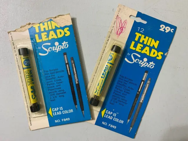 LOT OF 2 SCRIPTO NO. F849 THIN LEADS 12 PER TUBE = 24 LEADS New in Package