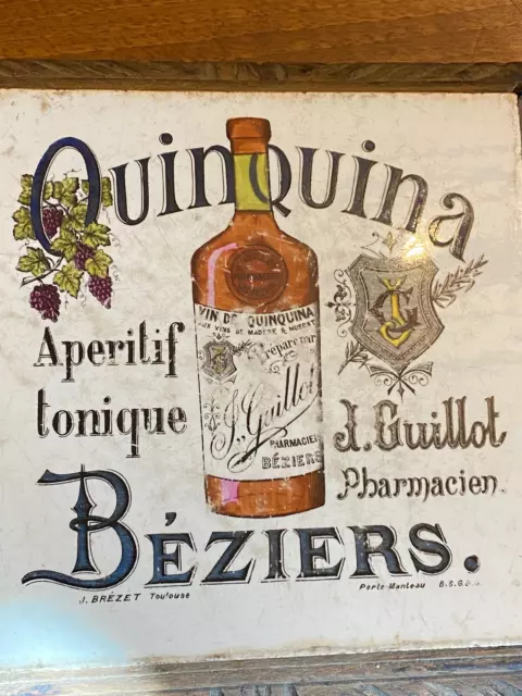 Quinquina Publicitaire Pharmacien Beziers Faience Gien Dessous De Plat Ancien