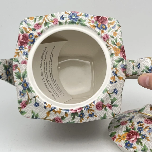 Vintage Royal Winton Grimwades OLD COTTAGE CHINTZ Floral Ascot Teapot England 7