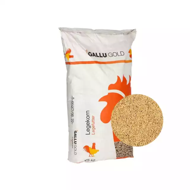 GALLUGOLD Hühnerfutter Geflügelfutter Legekorn Pellets 25 kg Legehennenfutter