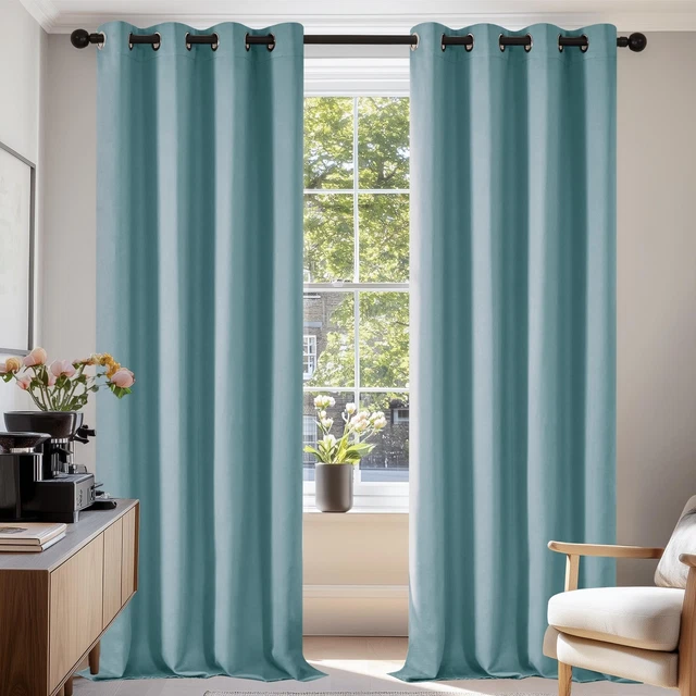 Rideau Occultant Deconovo 132x214cm - Gris Clair - Isolant Thermique - Oeillets - 1 Panneau