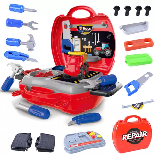 Tool Set Toy Work Bench Play Set 27 Pcs Hammer Screw Kit Boys Kids Gift