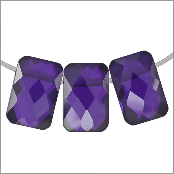 6 Cubic Zirconia Rectangle Cushion Beads 6x9mm Amethyst #96013