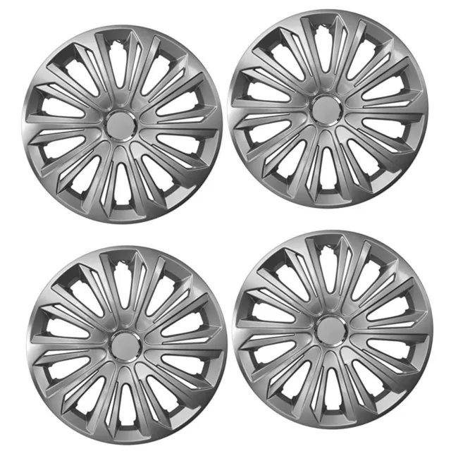 14" Hubcaps Wheel Covers Trims 14 inch Set of 4 Silver Lacquer ABS Plastic Trim