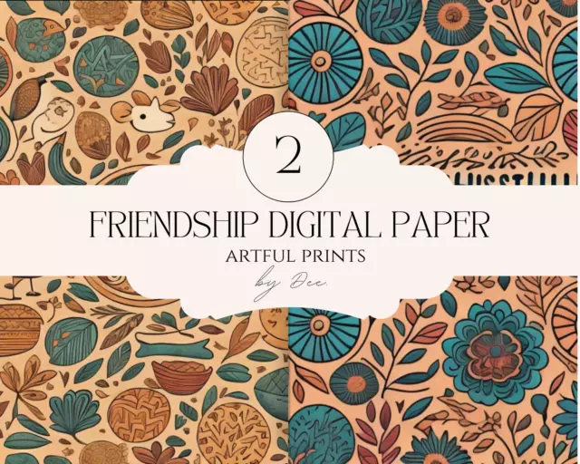 Friendship pattern digital paper download 12x12 jpeg download| 300dpi