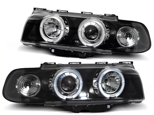 Angel Eyes Xenon Optik Scheinwerfer Set für BMW E38 BJ 06/94-08/98 Klar/Schwarz