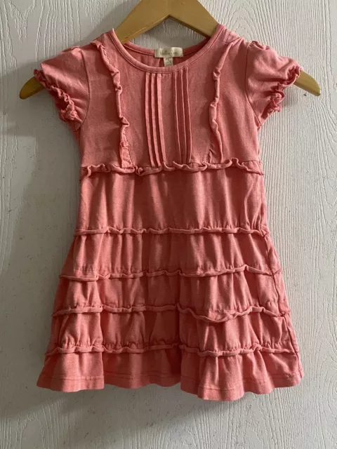 Matilda Jane Girls Pink Short Sleeve Ruffle Tiered Dress Sz 4