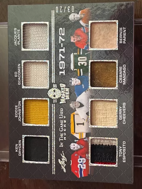 2022-23 Leaf In the Game Used 8 way Patches/Relics Tony Esposito/Cheevers more!!