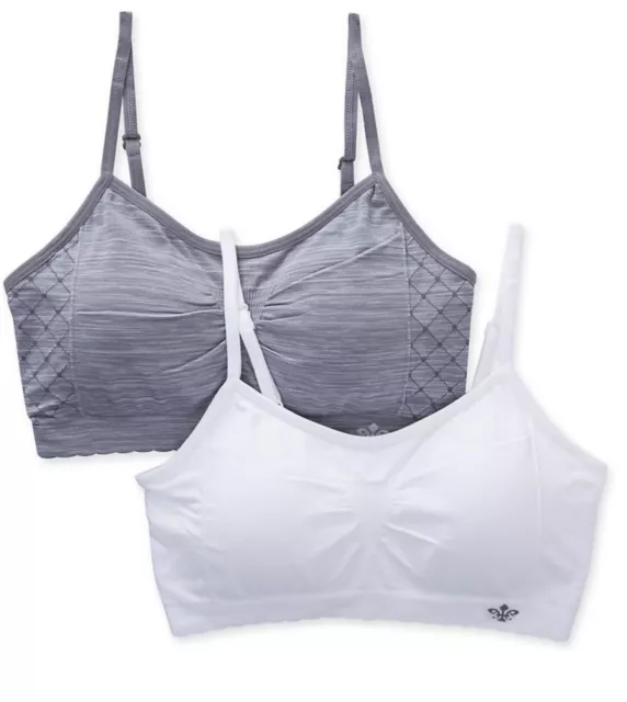 Lily Of France 2171941 Seamless Comfort Bralette - 2 Pack White  & Grey Size S/M