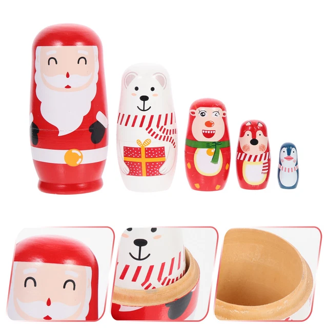 Lot De 6 Poupées Gigognes En Bois Faites à La Main – Forme De Panda, Taille Décroissante De 11 Cm à 2,2 Cm