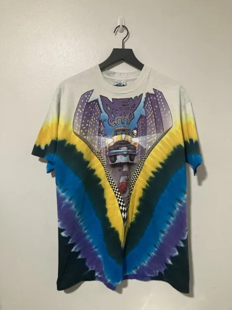 Vintage 90s Grateful Dead NYC Taxi Liquid Blue Shirt XL Madison Square Garden