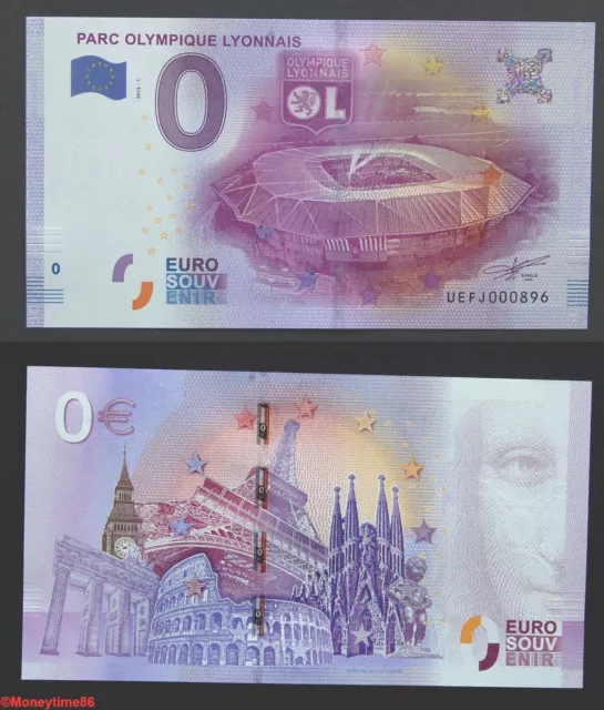 Billet touristique zero €uro, parc olympique Lyonnais, 2016, neuf