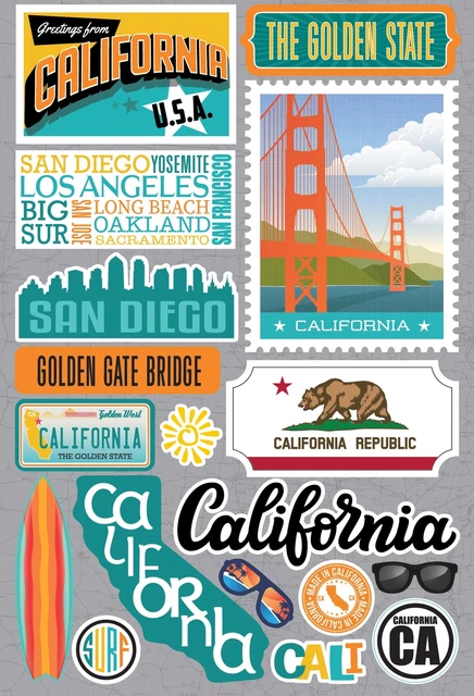 Reminisce Jet Setters 3.0 State Dimensional Stickers-California -JET-004