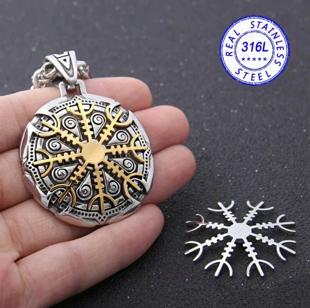 Lot Pendentif Hache Viking Avec Chaîne - Acier Inoxydable Massif - Neuf - Boîte Métal Offerte