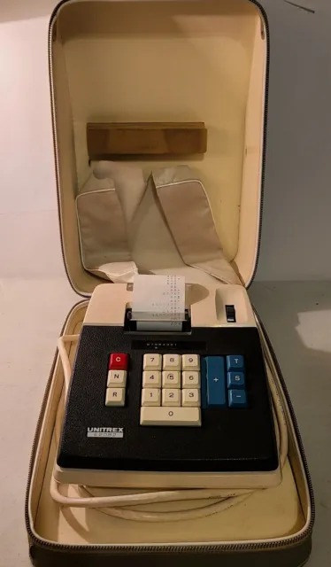 1970s Unitrex Electric E2082 ● 10 Key Adding Machine Eiko Business Travel Case