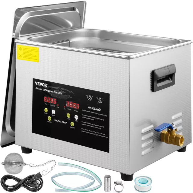 15-l 600w Stainless Steel Industry Ultrasonic Cleaner Heated Heater w/Timer