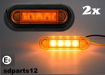 ARO 2x Luce Ingombro 4 Led Arancio Ovale con Staffa Per Camion Trattore 12/24V 