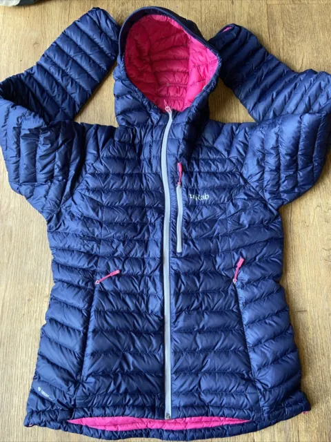 Rab Microlight Alpine Women’s Down Jacket Hooded 14 Grey/Pink
