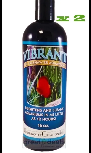 2 x Vibrant Freshwater Liquid Aquarium Cleanser Algae Killer 16oz