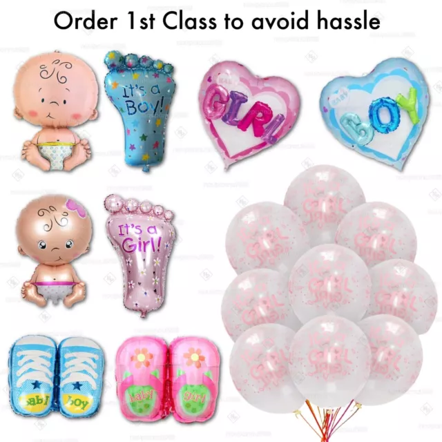 12" Latex Balloons Baby Boy - Baby Shower Balloons Baby Girl PINK / Boy BLUE UK