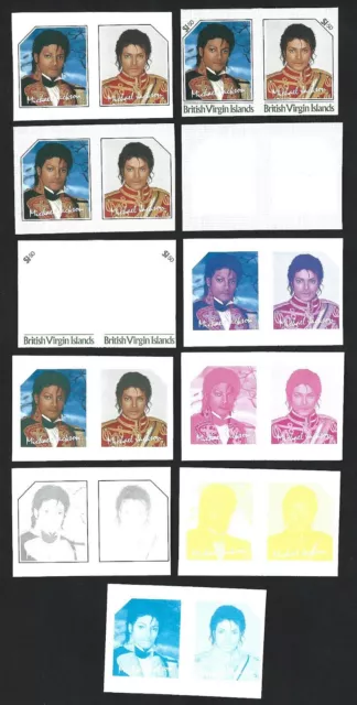 Michael Jackson set of 11 IMPERF COLOUR PROOF PAIRS MNH