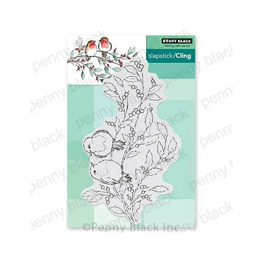 Penny Black Cling Rubber Stamps - Holly Berry Bird 40-856