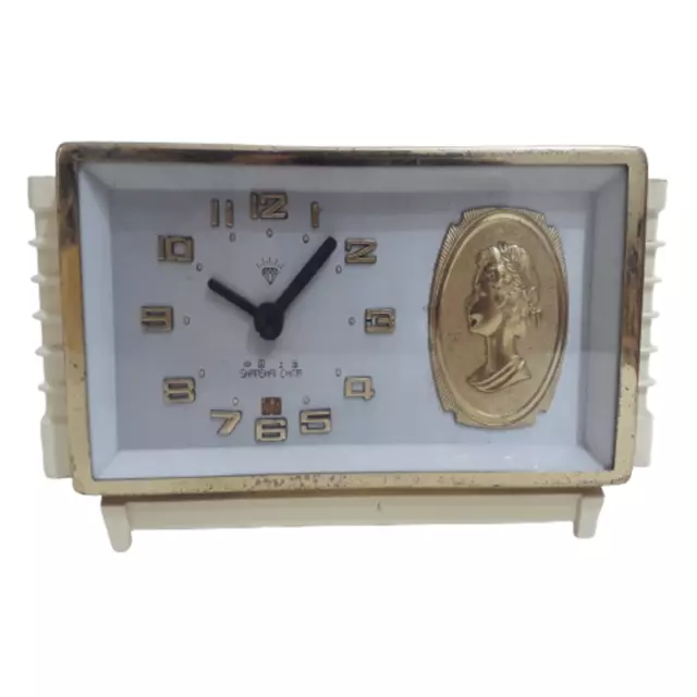 Diamond Vintage Mechanical Alarm Clock Wind Up Working Gold Dial Wind-Up Works