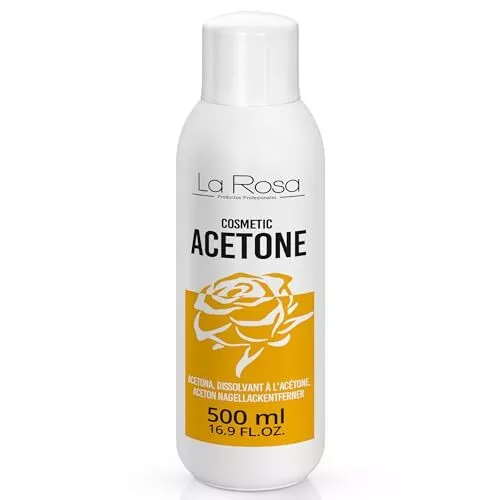 LaRosa ACETONE 100% Pure Dissolvant pour vernis à ongles 500 ml, acétone semi pe