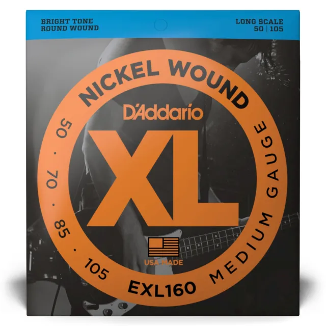 D'Addario XL-Series Nickel Wound 50-105 Bass Guitar Strings, Long Scale [EXL160]