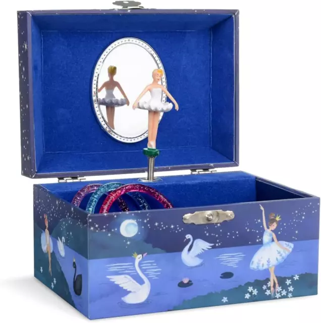 Musical Jewellery Box with Spinning Ballerina, Glitter Design,Swan Lake Tune