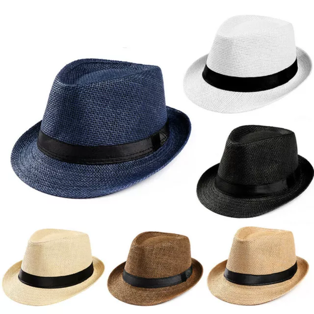 Cappello Unisex Uomo Donna Fedora Trilby Tesa Larga Cappello Paglia