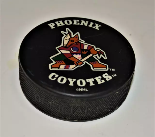 Vintage Phoenix Kojoten Offiziell Vegum NHL Hockey Puck IN Glas Co