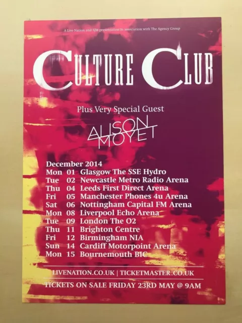 Culture Club / Alison Moyet - 2014 Uk Tour Flyer (Size A5)